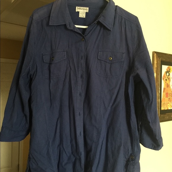 Blue, button down shirt - Picture 1 of 2